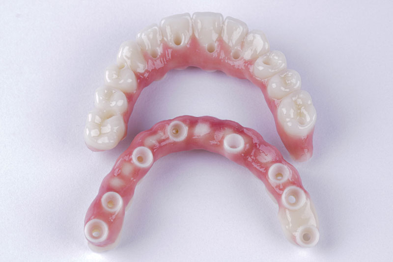 a set of full arches made from zirconia ceramic